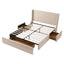 King Upholstered Bed Frame with 3 Storage Drawers Wingback Headboard Heavy Duty Metal Platform Base
