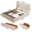 King Upholstered Bed Frame with 3 Storage Drawers Wingback Headboard Heavy Duty Metal Platform Base