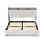 Bed Frame Gas Lift LED Beds Base Platform White PVC Leather Storage Headboard - Queen