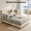 Double Bed Frame Upholstered Platform Bed with Tufted Headboard 300kg Support