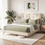 Queen Bed Frame Upholstered Platform Bed with Tufted Headboard 300kg Support