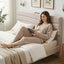 Queen Bed Frame with Storage Adjustable Headboard Platform Base Linen Fabric Charging Ports