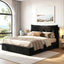 Queen Bed Frame with Horizontal Gas Lift Storage with LED Light USB Type-C Charging Station Black Velvet