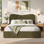 Artiss Double Bed Frame with Storage Drawer, Chenille Curved Headboard
