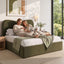 Artiss Queen Bed Frame with Storage Drawer, Chenille Curved Headboard