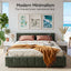 Artiss King Bed Frame Chenille Heavy Duty Platform Base Green 300kg Support No Box Spring Needed