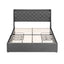 Double Bed Frame with 4 Storage Drawers and Charging Station Tufted Wingback Headboard 300kg Loads Charcoal Grey