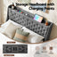 Double Bed Frame with 4 Storage Drawers and Charging Station Tufted Wingback Headboard 300kg Loads Charcoal Grey