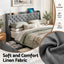 Double Bed Frame with 4 Storage Drawers and Charging Station Tufted Wingback Headboard 300kg Loads Charcoal Grey