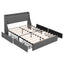Double Bed Frame with 4 Storage Drawers and Charging Station Tufted Wingback Headboard 300kg Loads Charcoal Grey