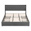 King Bed Frame with 4 Storage Drawers and Charging Station Tufted Wingback Headboard 300kg Loads Charcoal Grey