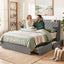 King Bed Frame with 4 Storage Drawers and Charging Station Tufted Wingback Headboard 300kg Loads Charcoal Grey