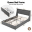 Queen Bed Frame with 4 Storage Drawers and Charging Station Tufted Wingback Headboard 300kg Loads Charcoal Grey