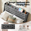 Queen Bed Frame with 4 Storage Drawers and Charging Station Tufted Wingback Headboard 300kg Loads Charcoal Grey