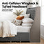 Queen Bed Frame with 4 Storage Drawers and Charging Station Tufted Wingback Headboard 300kg Loads Charcoal Grey