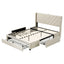 Double Bed Frame with Charging Station and Storage Drawers Beige 300KG Noise Free