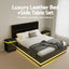 RGB LED Queen Bed Frame with 2 Beside Tables Set 16 Colour Mood Lighting