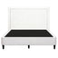 Queen Bed Frame with Headboard Platform Bed Base Grey Beige Fabric Metal
