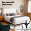 Queen Bed Frame with Headboard Platform Bed Base Grey Beige Fabric Metal
