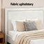 Queen Bed Frame with Headboard Platform Bed Base Grey Beige Fabric Metal