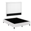 Queen Bed Frame with Headboard Platform Bed Base Grey Beige Fabric Metal