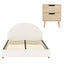 Gas Lift Queen Bed Frame with Bedside Table Set Boucle Fabric Upholstered Platform Bed Nightstand