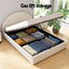 Gas Lift Queen Bed Frame with Bedside Table Set Boucle Fabric Upholstered Platform Bed Nightstand