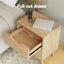 Gas Lift Queen Bed Frame with Bedside Table Set Boucle Fabric Upholstered Platform Bed Nightstand