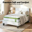 Single Bed Frame with Hybrid Mattress Set 30cm Medium Firm Platform Headboard Boucle Upholstered Pocket Coil for Pressure Relief