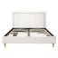 Queen Bed Frame Platform Bed Base Upholstered Headboard Linen Fabric Beige