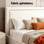 Queen Bed Frame Platform Bed Base Upholstered Headboard Linen Fabric Beige