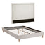 Queen Bed Frame Platform Bed Base Upholstered Headboard Linen Fabric Beige