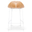 65cm Matte White Bar Stool - Natural