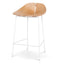 65cm Matte White Bar Stool - Natural