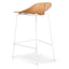 65cm Matte White Bar Stool - Natural