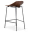 65cm Matte Black Bar Stool - Walnut