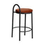 63cm Black Frame Bar Stool - Burnt Brown (Set of 2)