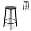 65cm Bar Stool With Black Timber Seat - Black Frame (Set of 2)