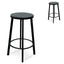 65cm Bar Stool With Black Timber Seat - Black Frame(Set of 2)