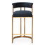 Indigo Velvet Bar Stool - Golden Base