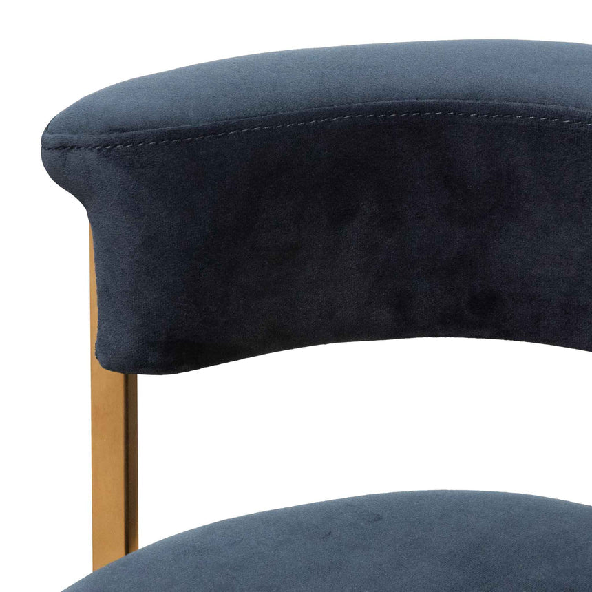 Indigo Velvet Bar Stool - Golden Base