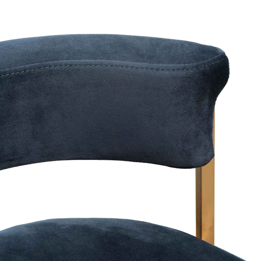 Indigo Velvet Bar Stool - Golden Base