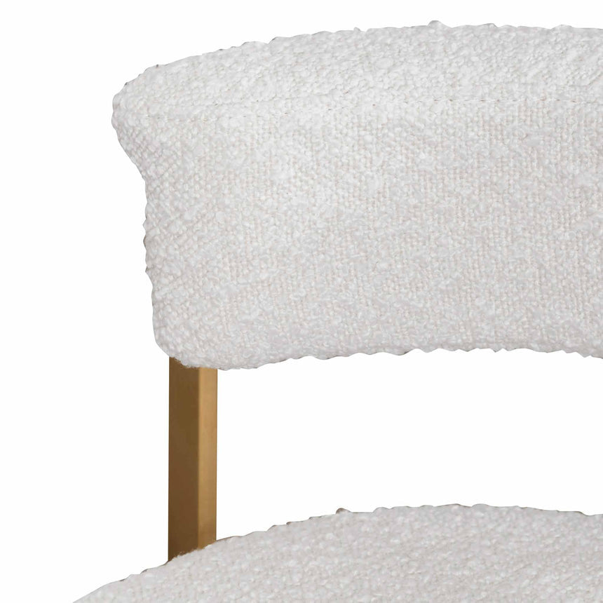 Ivory White Boucle Bar Stool - Golden Base