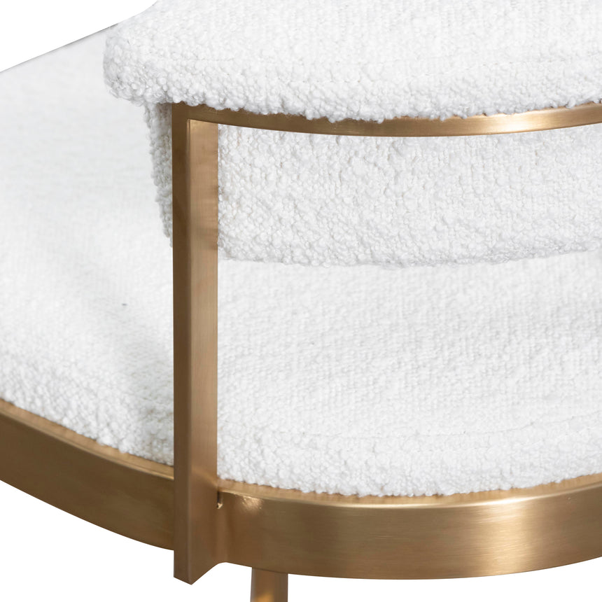 Ivory White Boucle Bar Stool - Golden Base