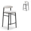 65cm Bar Stool - Moon White Boucle and Black Legs (Set of 2)