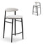 65cm Bar Stool - Moon White Boucle and Black Legs(Set of 2)