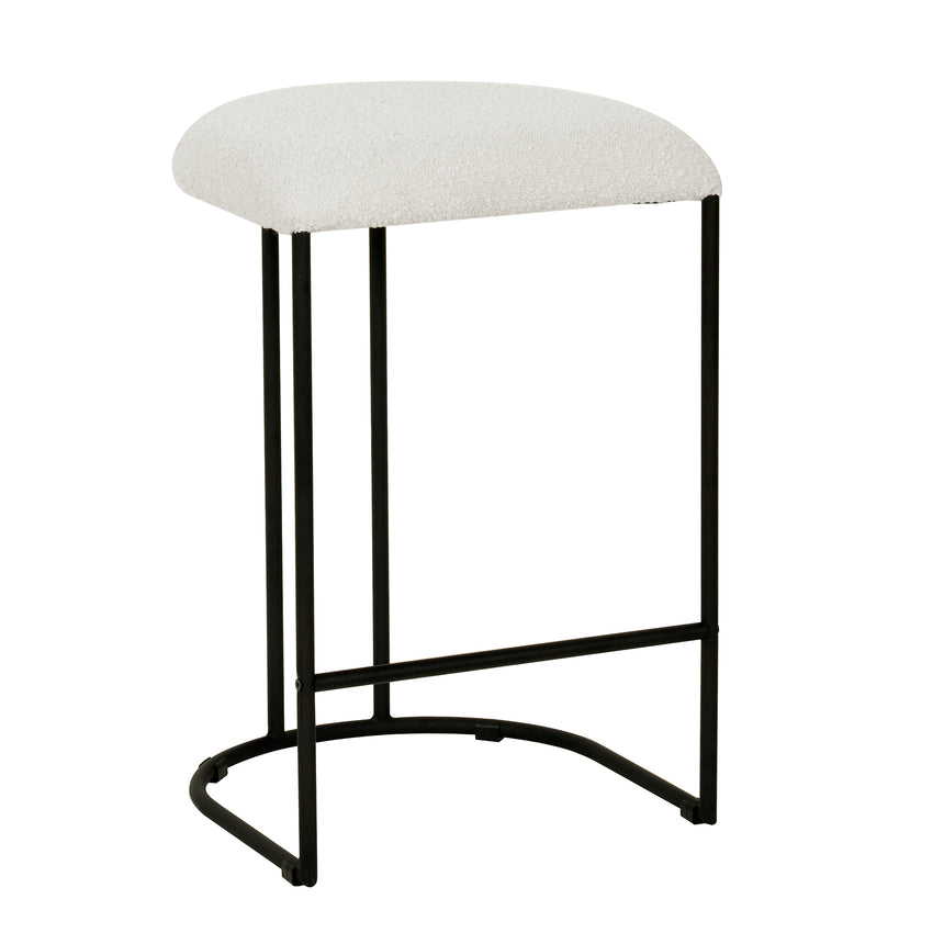 65cm Bar Stool - Ivory White Boucle (Set of 2)