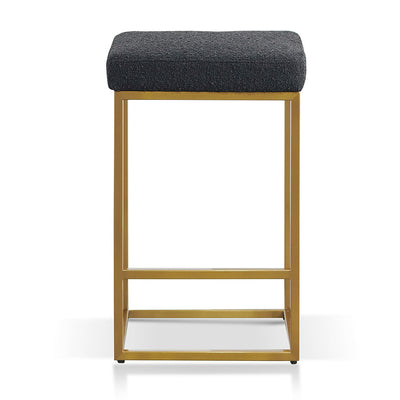 Black Boucle Bar Stool - Golden Base