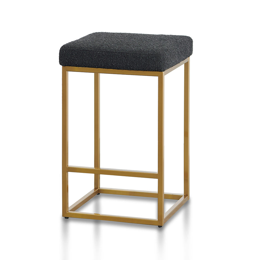 Black Boucle Bar Stool - Golden Base