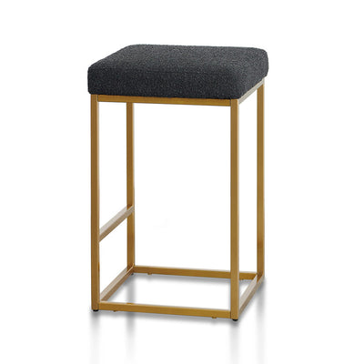 Black Boucle Bar Stool - Golden Base